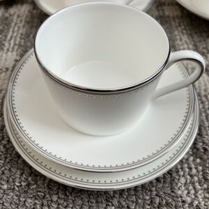 New Wedgwood grosgrain trio coffee/tea cup saucer & snack plate